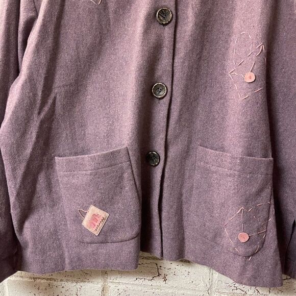 Vintage David Dart Knitware Purple Wool Blend Blazer XL - Picture 4 of 12